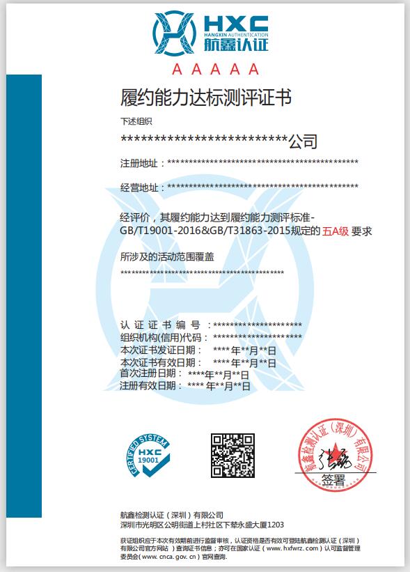 履約能力測評認(rèn)證